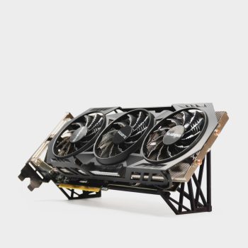 Soporte para tarjeta grafica decorativo para exposicion de madera negra