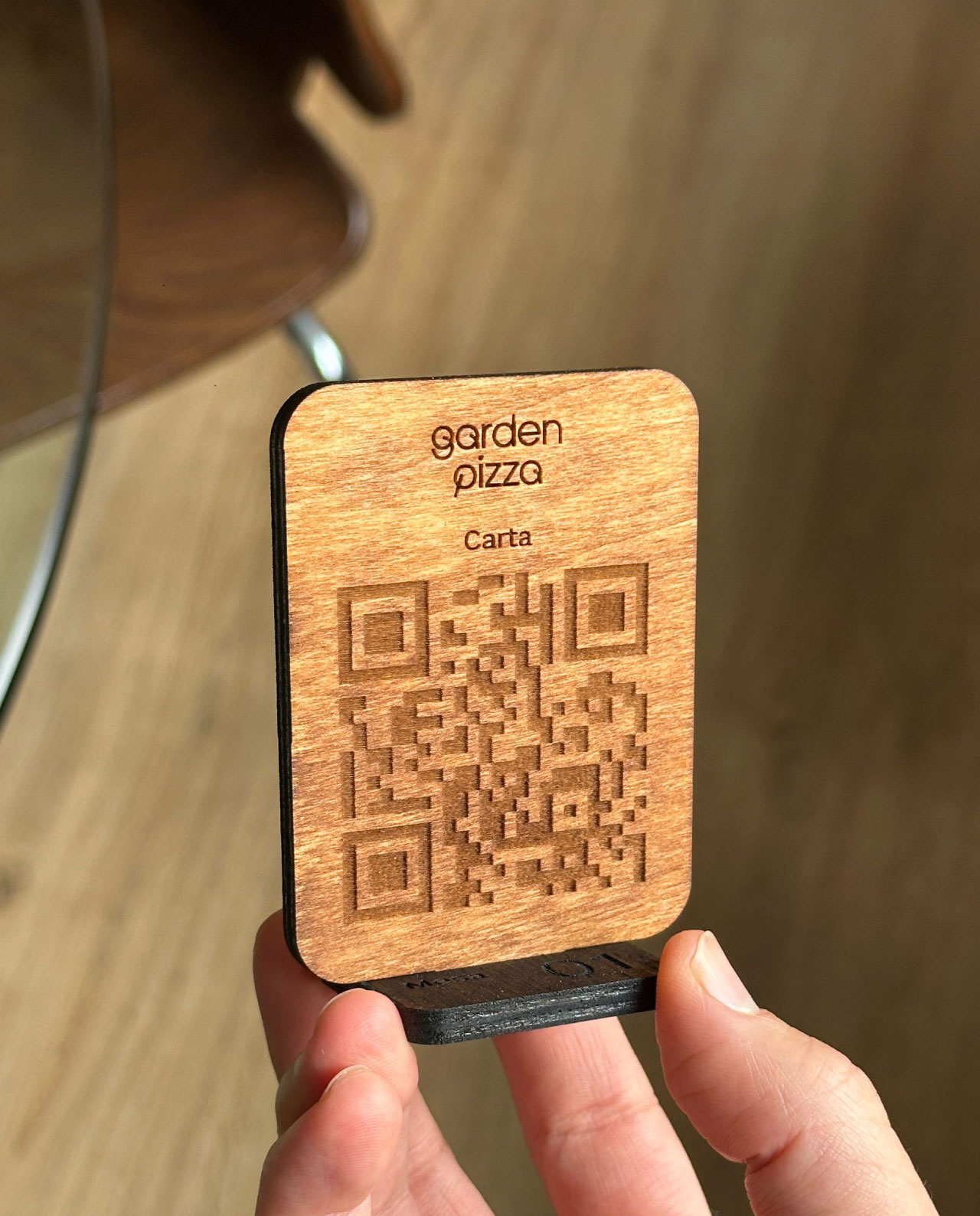 Codigo QR Madera Restaurante con carta y menu