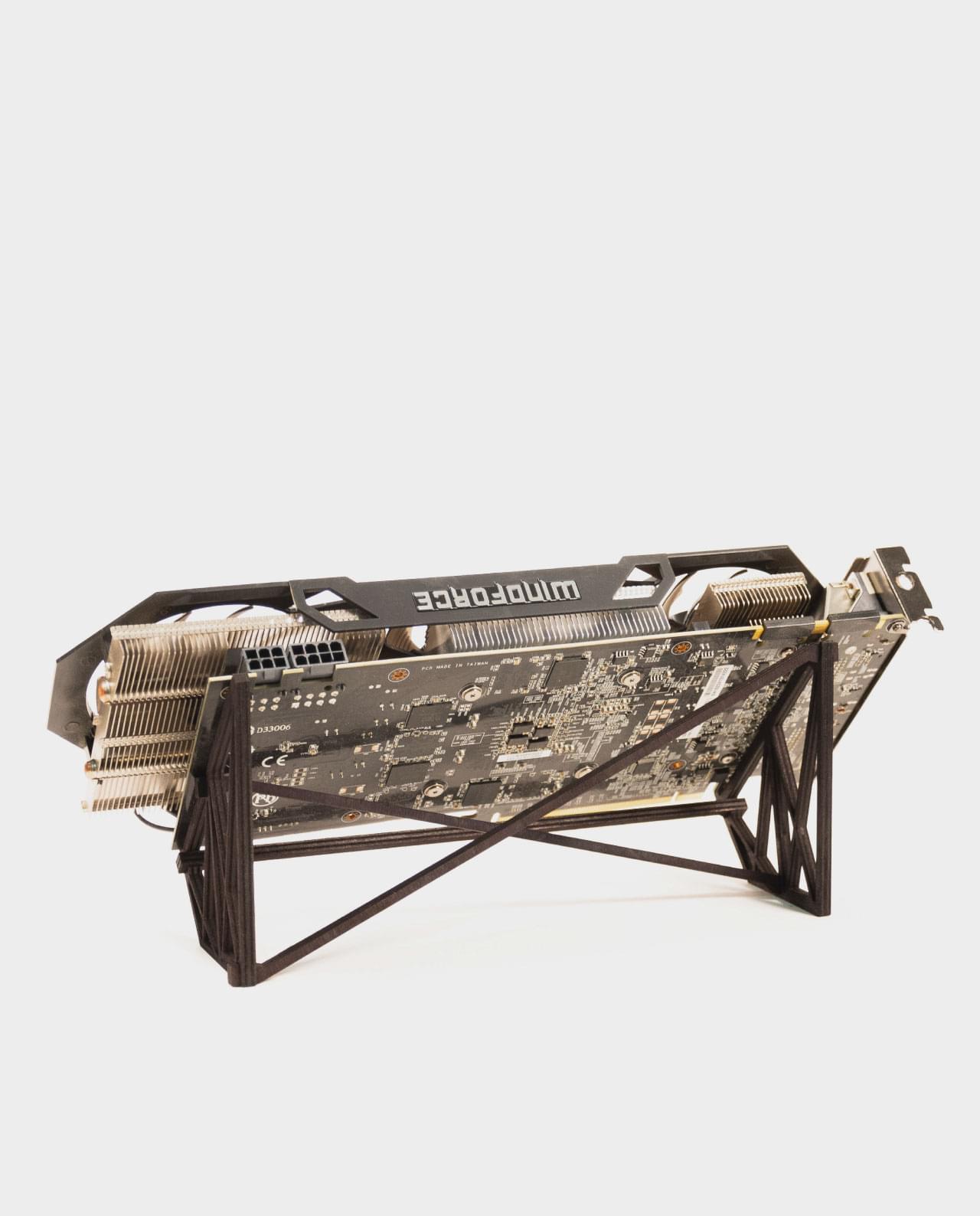 Soporte para tarjeta grafica decorativo de madera negra